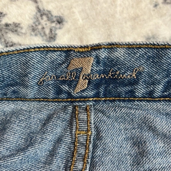 7 for All Mankind Distressed Painted Light Denim Cut Off Shorts w/ Sunflowers 23 - Picture 3 of 12